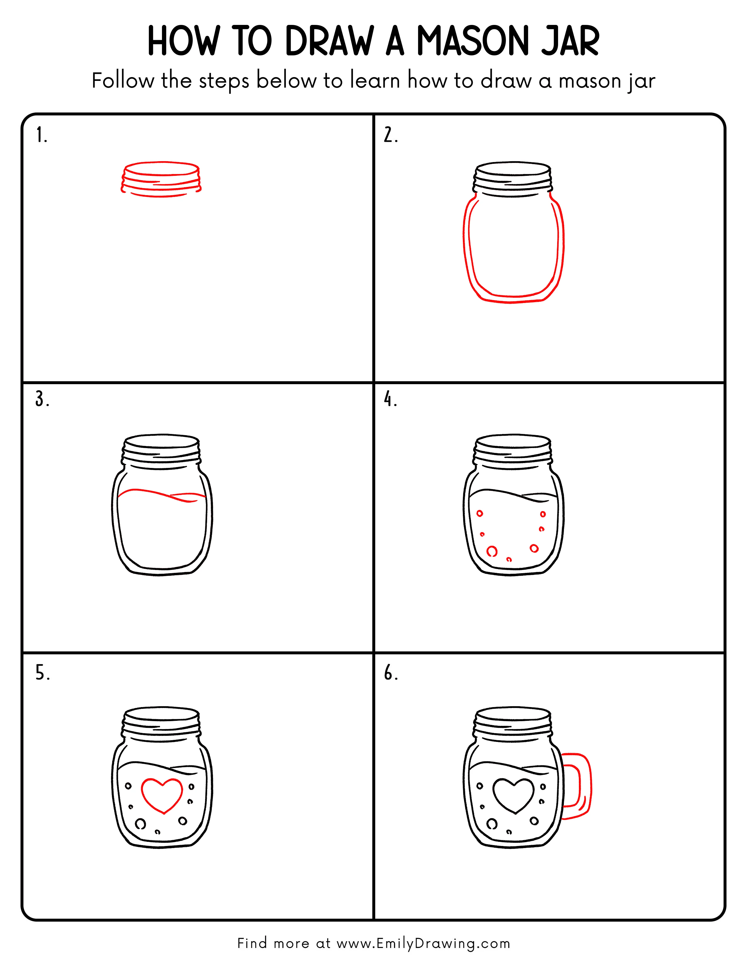 Printable Mason Jar Drawing Guide